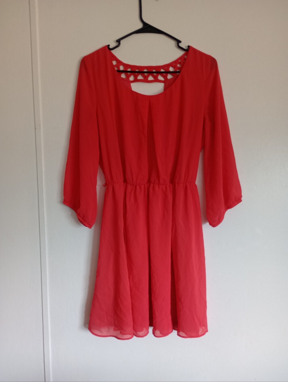 Red Chiffon Dress with Lattice Back SZ. XL